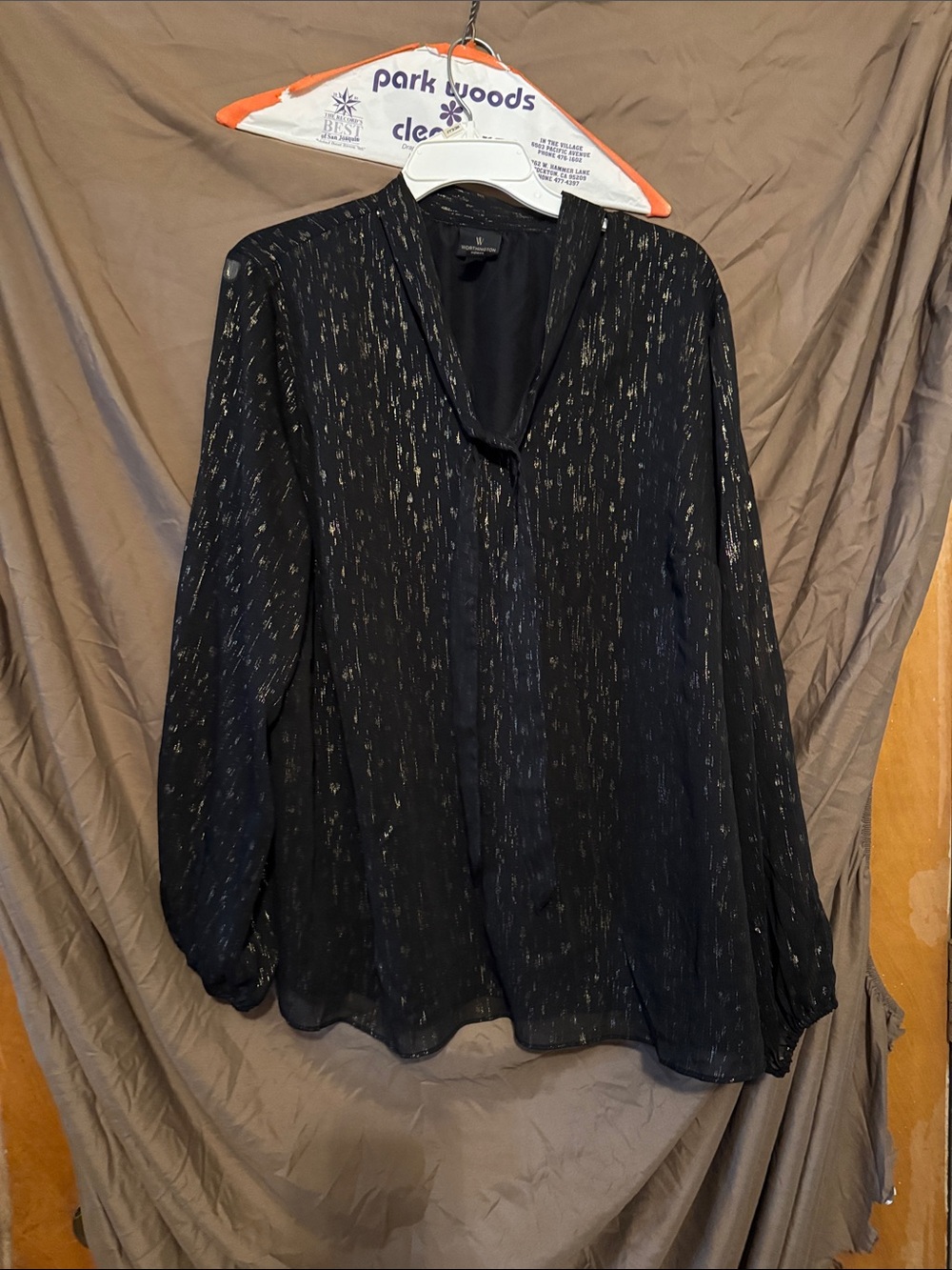 Worthington Black Blouse with Metallic Accents